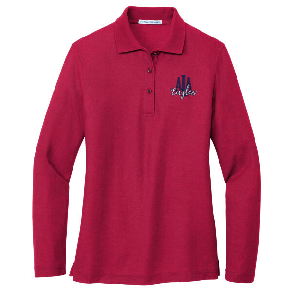 ALA - Ladies Silk Touch Long Sleeve Polo Thumbnail
